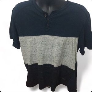 Blue, white specked, and black specked T-Shirt